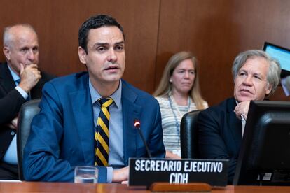 Paulo Abrão, secretario Ejecutivo de la CIDH, y Luis Almagro, secretario general de la OEA, en junio de 2018.