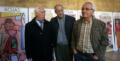 Rojas de la C&aacute;mara, Miguel Quesada y Jos&eacute; Ortiz, tres hist&oacute;ricos del tebeo valenciano ayer en Sant Miquel dels Reis.