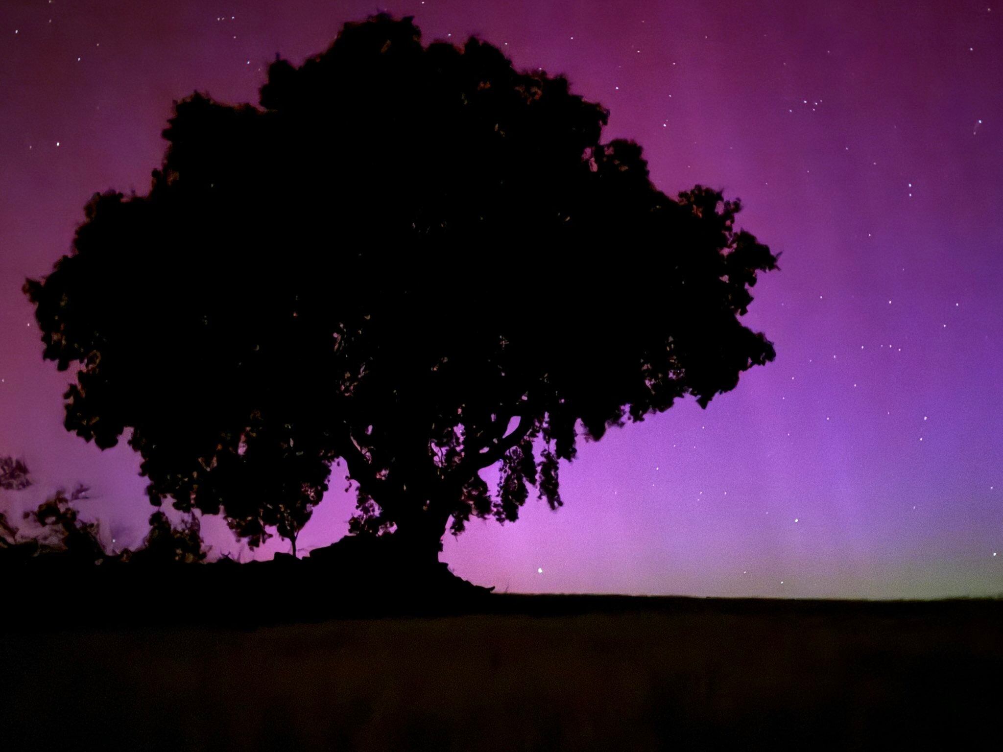 Aurora boreal vista desde Sant Guim de la Plana, en La Segarra (LLeida), en una imagen cedida por David Garganté.