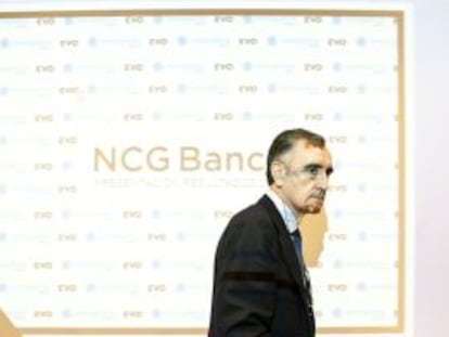 El presidente de Novagalicia Banco, Jos&eacute; Mar&iacute;a Castellano, ayer en Santiago. 