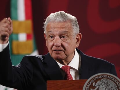 Andrés Manuel López Obrador, durante la conferencia de prensa en Palacio Nacional.