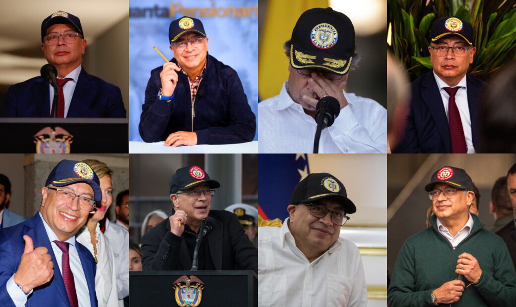 El presidente Gustavo Petro en diferentes momentos del último mes con su gorra.