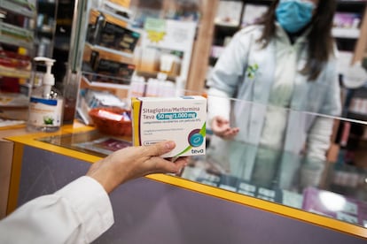 El medicamento Sitagliptina Metformina TEVA en una farmacia de Madrid.