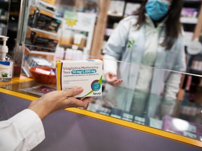 El medicamento Sitagliptina Metformina TEVA en una farmacia de Madrid.