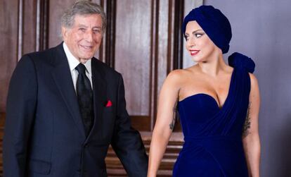 Lady Gaga y Tony Bennett, antes de uno de sus conciertos, en Bruselas.