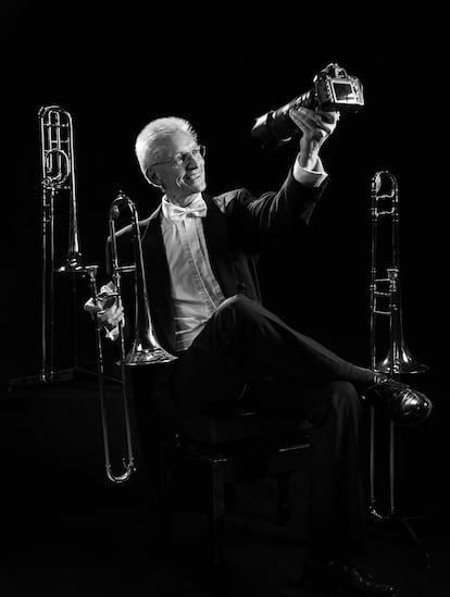 Bernard Doughty, primer trombón desde 1988 de la Orquesta Filarmónica de Gran Canaria, es el músico más veterano de entras las dos grandes formaciones orquestales autóctonas en tocar en esta 40ª edición del FIMC.