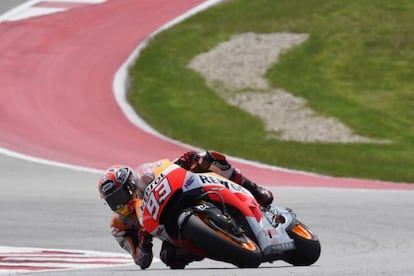 Márquez, durante los entrenamientos en Austin