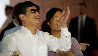 El disidente Chen Guangcheng, a su llegada a Nueva York.