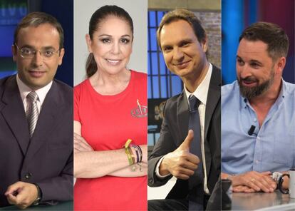 Alfredo Urdaci, Isabel Pantoja, Javier Cárdenas y Santiago Abascal, algunos de los personajes de la televisión, la cultura y la política que han protagonizado controversias en los últimos años.