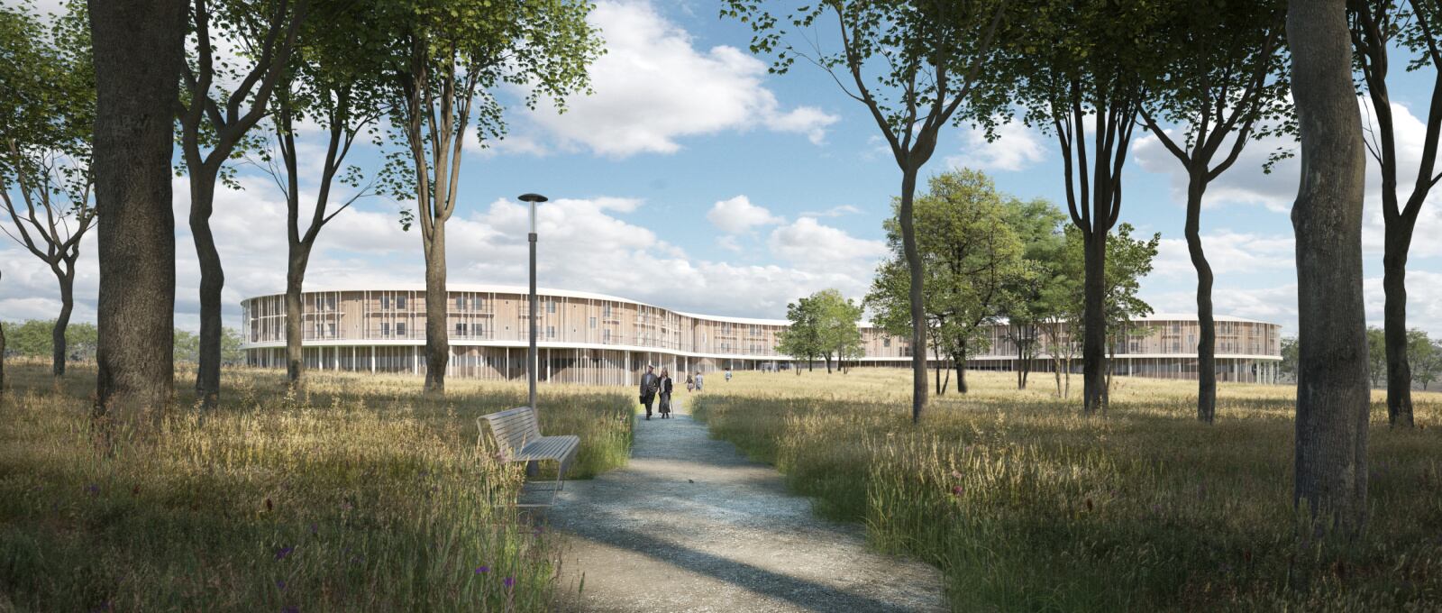 Render del futuro Hospital North Zeland en Hillerod, Dinamarca.