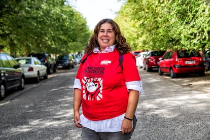 Maribel Rosado en la protesta frente a la sede de la factoría de Bimbo.