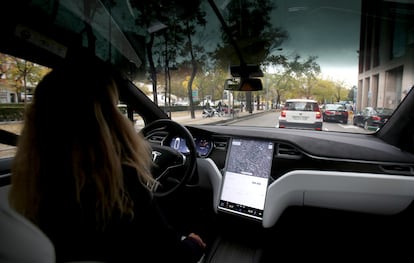 Un vehículo de Uber en Madrid.