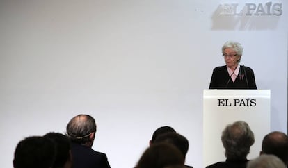 New EL PAÍS editor-in-chief Soledad Gallego-Díaz addresses staff on Friday.