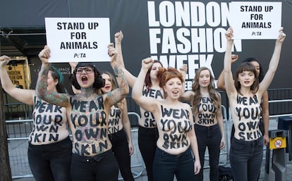 PETA Protest Outside London Fashion Week