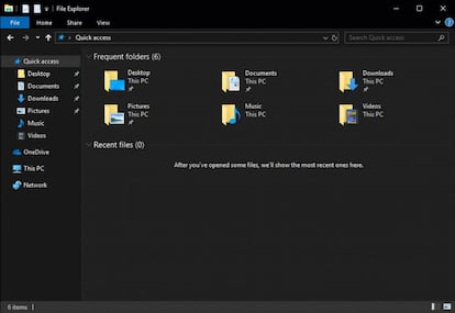 Así luce el Modo Oscuro de Windows 10.
