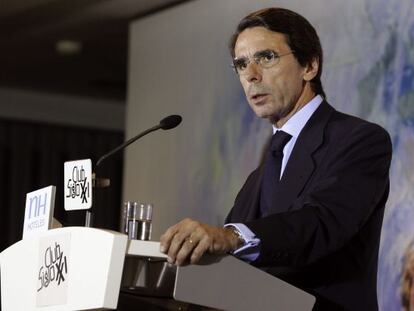 Aznar, durante su conferencia en el Club Siglo XXI.