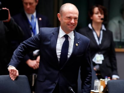 El primer ministro maltés, Joseph Muscat, durante la cumbre europea celebrada en Bruselas este jueves.