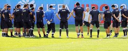 Los jugadores italianos, en el entrenamiento de ayer.