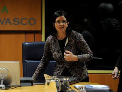 La directora de Emakunde, Izaskun Landaida, durante su comparecencia en el Parlamento.