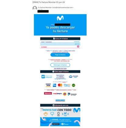 Falsa factura de Movistar