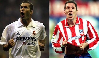 Zidane (i) y Simeone en su época de jugador.