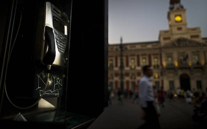 Cabina en la Puerta del Sol de Madrid.