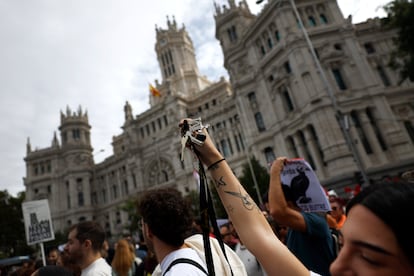 Manifestación en favor del derecho a la vivienda en Madrid. 
