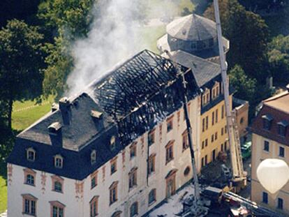 Imagen aérea de la biblioteca de Weimar tomada ayer.