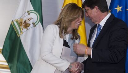 Susana Díaz y Juan Marín, el pasado 26 de marzo en Sevilla.