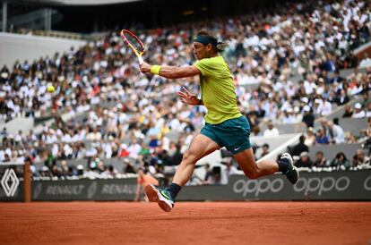 Rafael Nadal en su partido final en la decimoquinta jornada del torneo Roland-Garros Open, París, el 5 de junio de 2022.