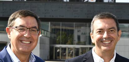 Alberto García Erauzkin y Francisco Arteche, presidente y consejero delegado de Euskaltel, respectivamente.