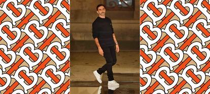 Así es el nuevo monograma de Burberry. En el centro, Riccardo Tisci, director creativo de la firma.