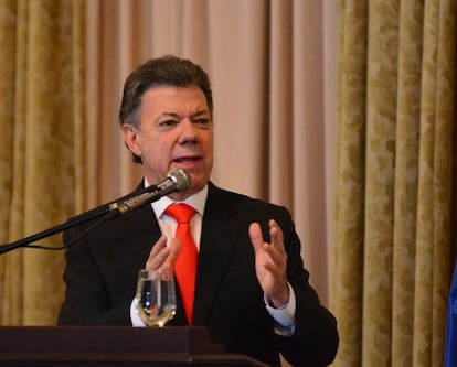 El presidente colombiano, Juan Manuel Santos, este lunes en Miami.