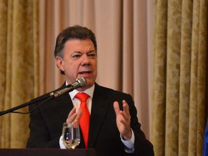 O presidente colombiano, Juan Manuel Santos, em Miami.