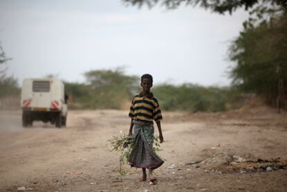 Un niño somalí en busca en comida