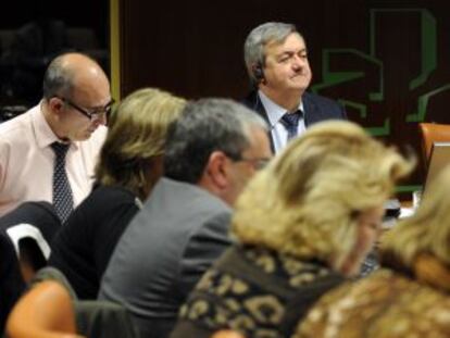 Aguirre (con un auricular), ayer en la comisión de Economía del Parlamento.