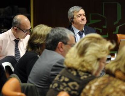 Aguirre (con un auricular), ayer en la comisión de Economía del Parlamento.