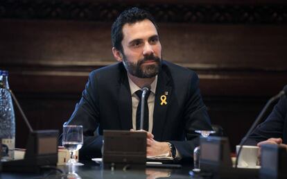 El presidente del Parlament, Roger Torrent, encabeza la reunión.ed la Junta de portavoces.