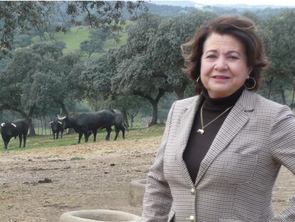 María Jesús Gualda, en su finca ganadera, situada en la provincia de Jaén.