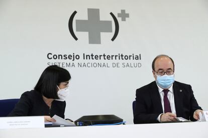 Darias preside por videoconferencia, con Iceta, la reunión del Consejo Interterritorial de Salud, el miércoles.