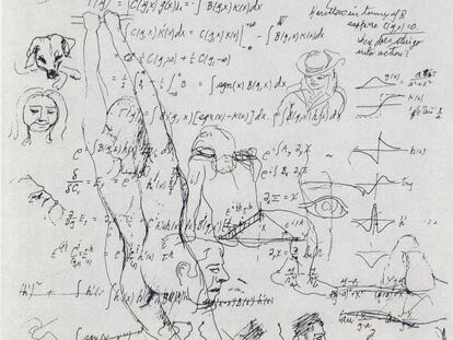 Ecuaciones y dibujos de Richard Feynman.