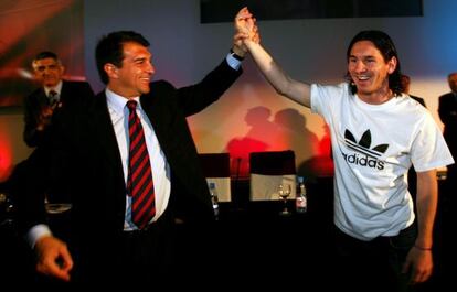 Messi y Laporta, en un acto de 2008.