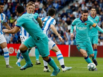 Messi, durante el partido ante la Real Sociedad.