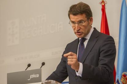 Feijóo durante la rueda de prensa