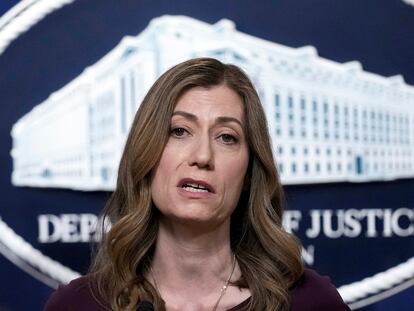 U.S. Drug Enforcement Administration Administrator Anne Milgram speaks during a news conference at the Justice Department in Washington, Friday, April 14, 2023.