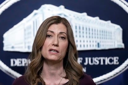 U.S. Drug Enforcement Administration Administrator Anne Milgram speaks during a news conference at the Justice Department in Washington, Friday, April 14, 2023.