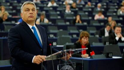 Orbán, primer ministro húngaro, comparece en el Parlamento Europeo. 