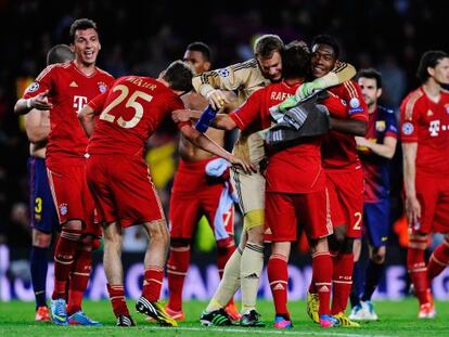 Los jugadores del Bayern celebran su pase a la final