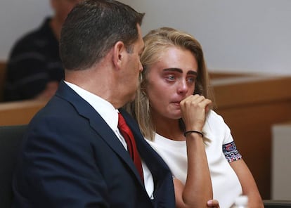 La auténtica Michelle Carter, escuchando el veredicto del juez que la condenó por homicidio involuntario.