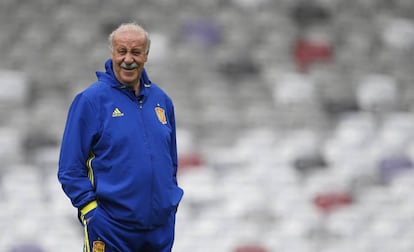 Vicente Del Bosque durante un entrenamiento de España.